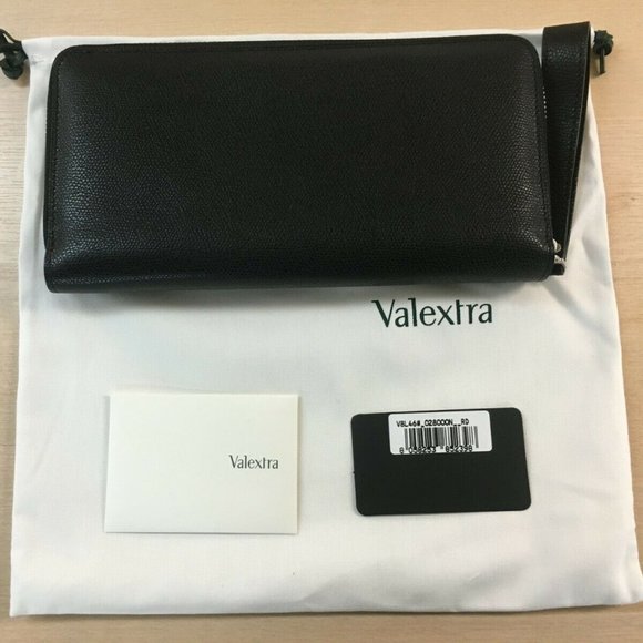 Valextra All in One Travel Wallet/Purse, Black 100